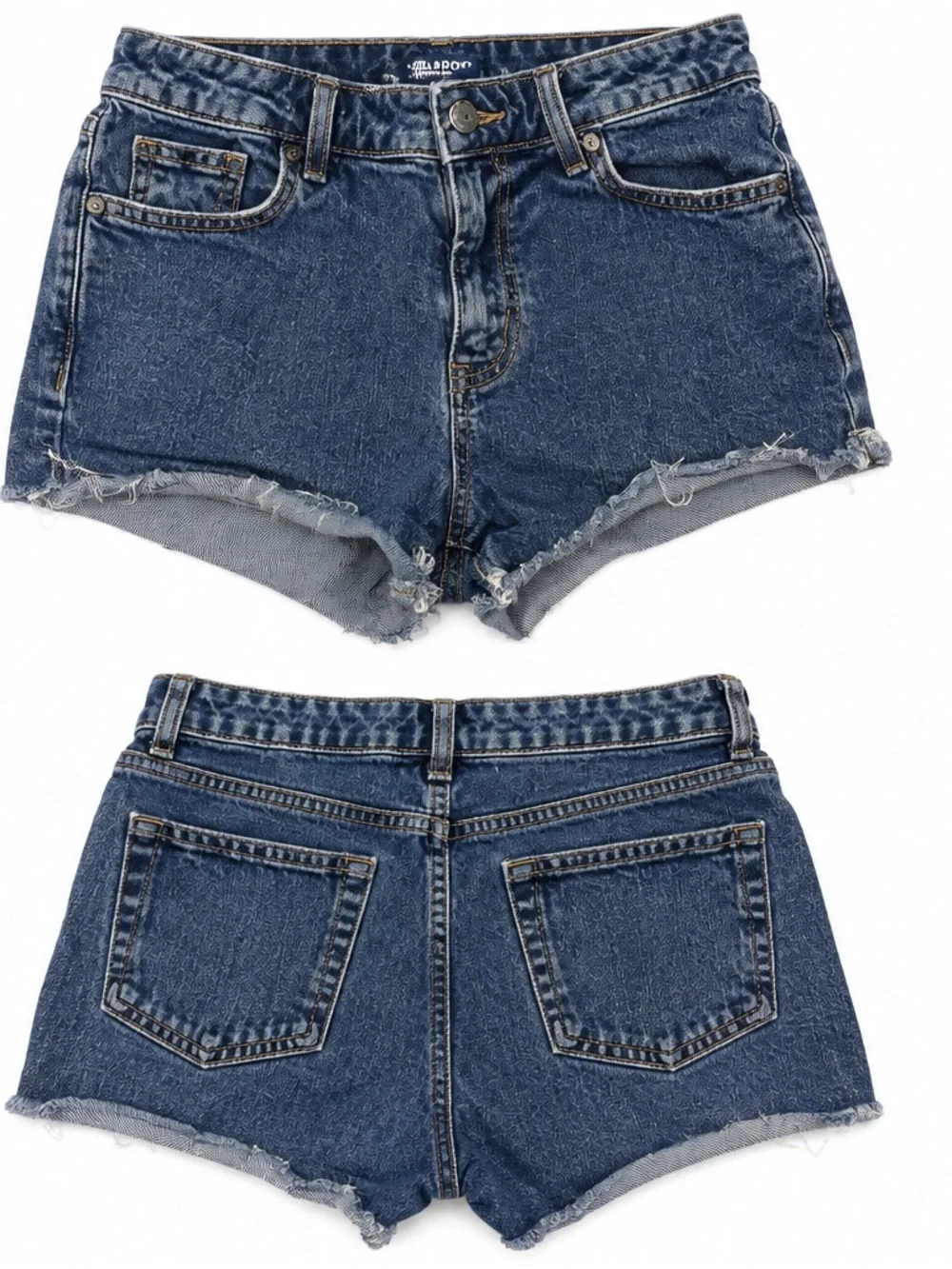 Cat & Jack Girls XL 14 Denim Jean Shorts Stretch Frayed Raw Hem Short Length